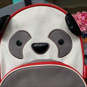 Skip Hop Panda backpack with bamboo zipper pull.